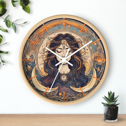 SUN & MOON GODDESS Wall Clock - Celestial Astrology Cosmic Decor