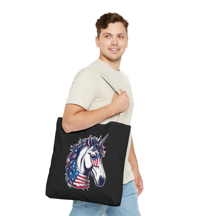Patriotic Unicorn Gift Tote | American Flag Election Grocery Bag | United States Flag Freedom Lovers Office Travel Carrier | Patriot Sack