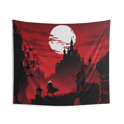 CONQUEROR OF THE HORRORS OF THE NIGHT Video Game Room Inspired Art Tapestry