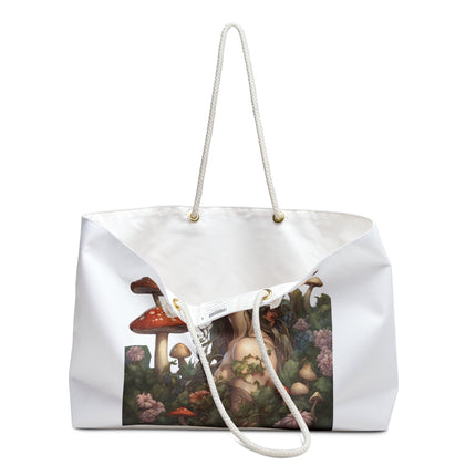 Flower Fantasy Maiden Girl Travel Gift Bag, Mushroom Flowered Garden Princess Fairy Weekend Bag, Mystical Beauty Tote