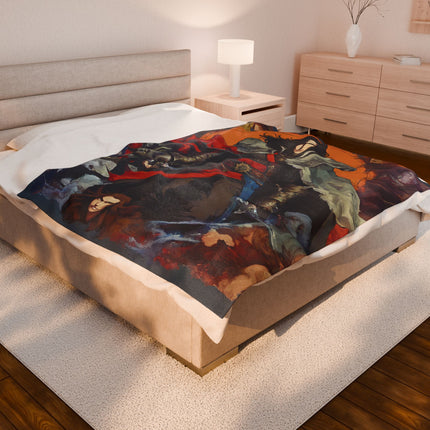 VANQUISHING EVIL AT THE DAWN OF LIGHT Video Game Inspired Abstract Collage Blanket