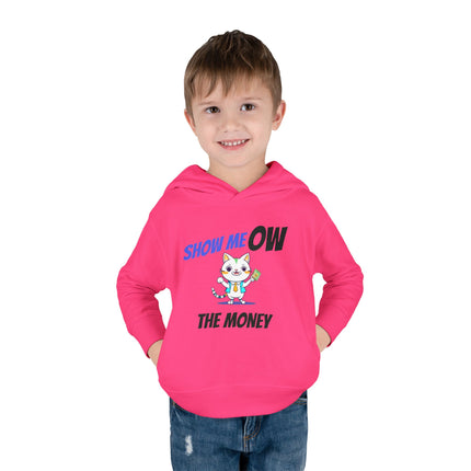 Funny Cat Toddler Hoodie, Boys or Girls Show MeOW The Money Cute Saying Graphic Fleece Pullover