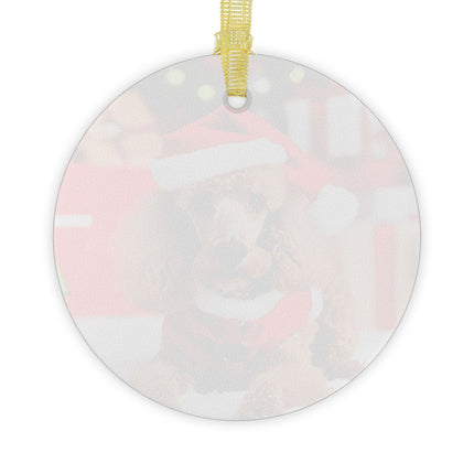 LAYING POODLE Glass Christmas Ornament