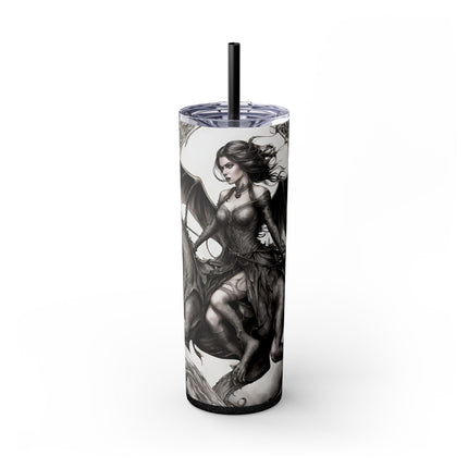 GOTHIC MEDIEVAL FLYING DRAGON Skinny Tumbler - Mutating Lizard Woman Beast Dark Fantasy Cup