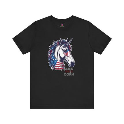 AMERiCORN PATRIOT Patriotic Unicorn T-shirt (No sleeve print) - Freedom Loving Unicorn Tee
