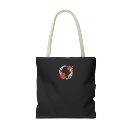 Custom Letter Personalized Tote | Rose Flowered Grocery Travel Bag | Floral Print Roses Office Laptop & Books or Exercise Overnight Carrier