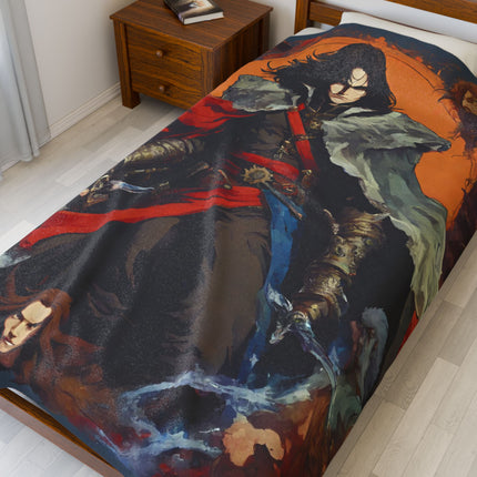 VANQUISHING EVIL AT THE DAWN OF LIGHT Video Game Inspired Abstract Collage Blanket