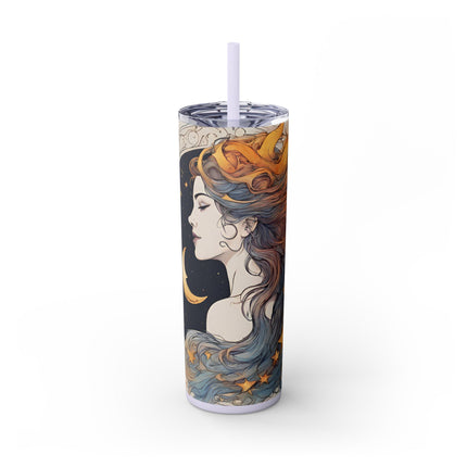 MOON GODDESS Skinny Tumbler - Celestial Astrology Beauty Night Sky Cup