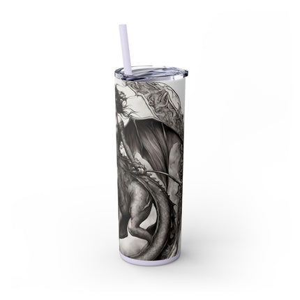 GOTHIC MEDIEVAL FLYING DRAGON Skinny Tumbler - Mutating Lizard Woman Beast Dark Fantasy Cup