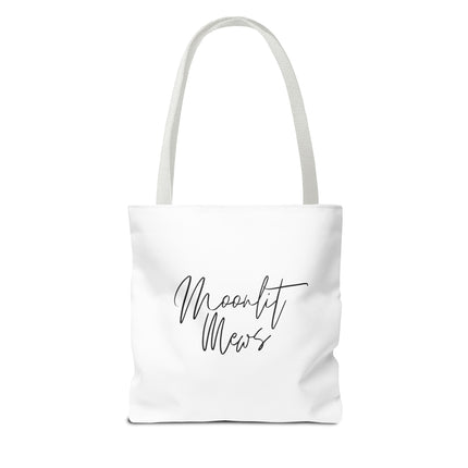 Cat Tote Bag | Moon Light Cats | Emerald Green Eyes Grocery Bag | Moonlit Mews Print Shopping Bag | Two Sided Office Carrier