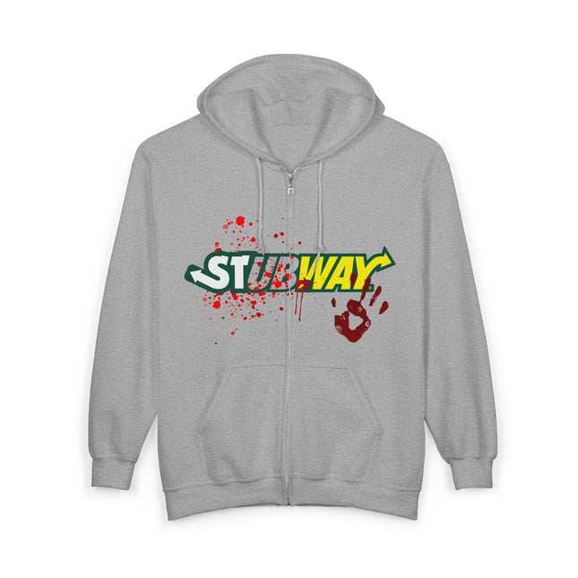 STUBWAY EAT FLESH Humorous Zombie Sandwich Spoof Hoodie