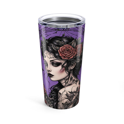 GOTHIC ROSE FANTASY GIRL Tumbler - Butterfly Spiderweb Dark Maiden Cup