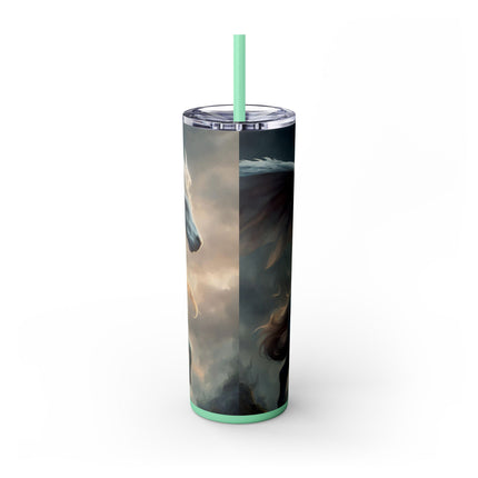 MAJESTIC MYTHS Skinny Tumbler -  Horned Pegasus Sky Cloud Fantasy Traveler