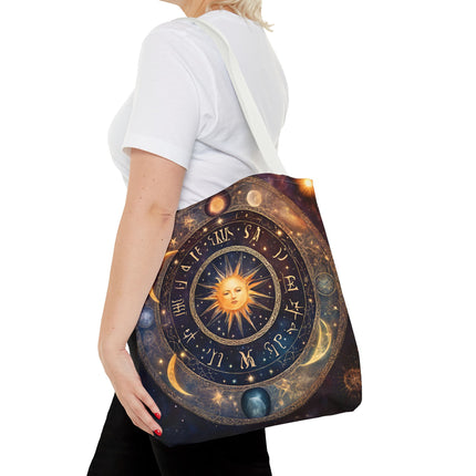 Moon Phases Tote Bag | Lunar Cycle Astronomy Wiccan Grocery Bag | Solstice Home Office Laptop Carrier | Solar System Travel Overnight Gift