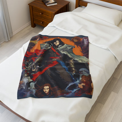 VANQUISHING EVIL AT THE DAWN OF LIGHT Video Game Inspired Abstract Collage Blanket