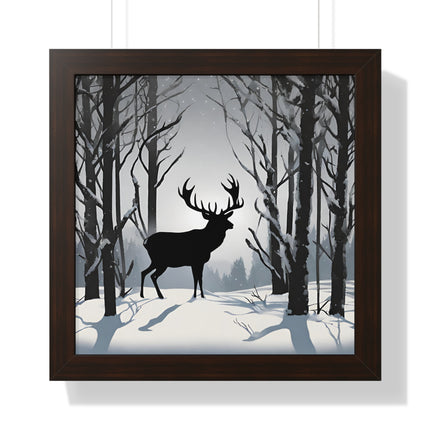 BIG BUCK WINTER SHADOW - Deer Hunter Framed Wall Art