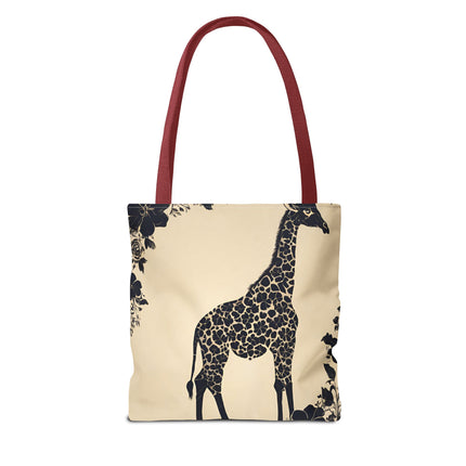 Giraffe Lovers Tote | Floral Safari Animal Grocery Bag | African Savanna Office Travel Carrier | Grassland Wood Forest Cotton Traveler