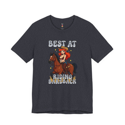 BEST AT RIDING BAREBACK T-Shirt Provocative Seductive Sexy Cartoon Tee