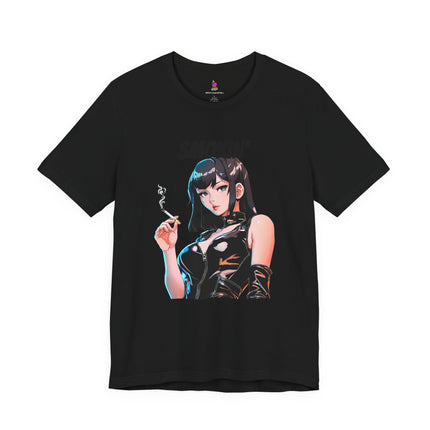 SMOKIN' T-Shirt - Anime Girl Leather Cigarette Edgy Art Tee