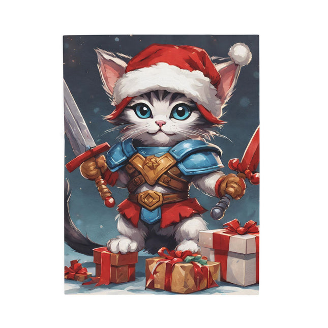 Christmas Blankets Kids Adults Blankets Velveteen Plush Blanket Cat Lovers Christmas Gift Santa Warrior Kitten Holiday Gift Cat Holiday Gift