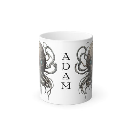 PERSONALIZED CYBORG ALIEN BRAIN Coffee Mug - Color Changing Tentacle Robotic Skull Cup