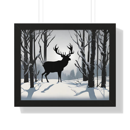 BIG BUCK WINTER SHADOW - Deer Hunter Framed Wall Art