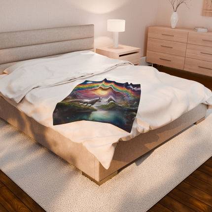 SUN AND MOONSCAPE FANTASY RAINBOW Blanket - Mystical Horse Dreamlight Childrens Bed Throw