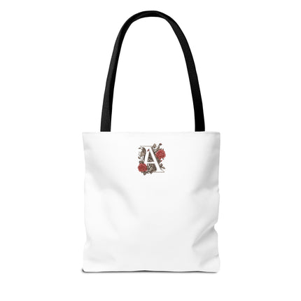 Custom Letter Personalized Tote | Rose Flowered Grocery Travel Bag | Floral Print Roses Office Laptop & Books or Exercise Overnight Carrier