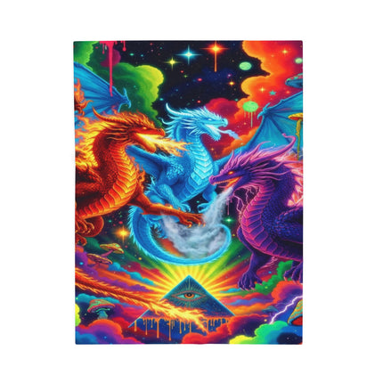 PSYCHEDELIC DRAGON TRIO Trippy Mushroom Blanket