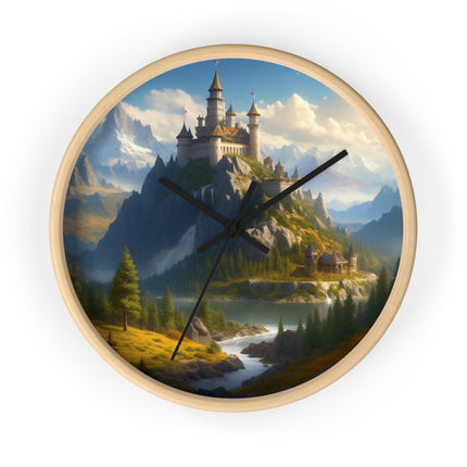 MEDIEVAL CASTLE FALLS Wall Clock - Waterfall Fantasy Landscape Decor