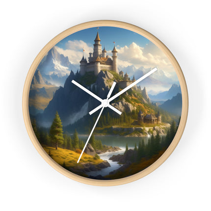 MEDIEVAL CASTLE FALLS Wall Clock - Waterfall Fantasy Landscape Decor