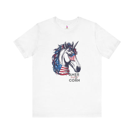 AMERiCORN PATRIOT Patriotic Unicorn T-shirt (No sleeve print) - Freedom Loving Unicorn Tee