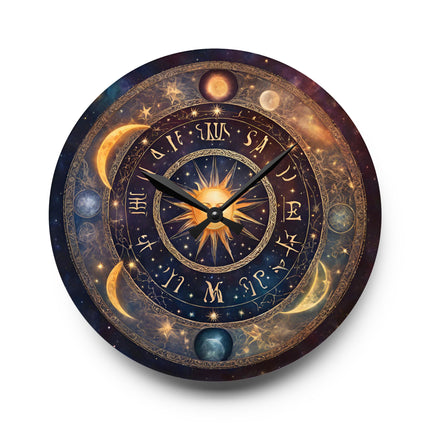 Moon Phases Acrylic Wall Art Clock | Lunar Cycle Astronomy Night & Space Hanging | Home Office Solar System Wall Decor Astrology Lover Gift