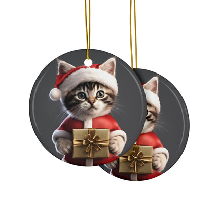 KITTEN CLAUS 2 Sided Holiday Ornament