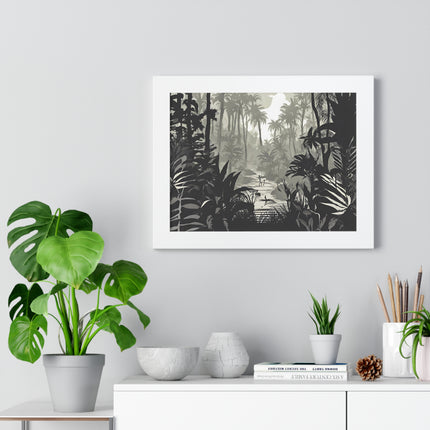 Wall Decor, Jungle Scene, Framed Wall Hanging, Black Shadow Print, Nature Scene Picture, Living Room Poster, Office Scenery