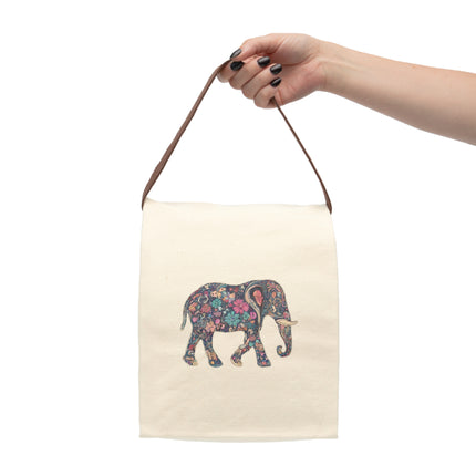 Flower Elephant Canvas Lunch Bag, Floral Pattern Animal Work Office & College Gift, Majestic Safari Kingdom Mammal Meal or Snack Carrier