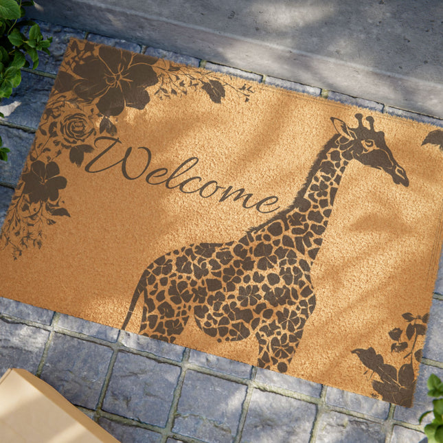 FLOWERED GIRAFFE WELCOME Doormat
