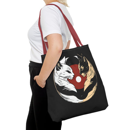 Cat Lovers Tote | Moon Lit Love Cat Grocery Bag | Feline Frisky Office Travel Carrier | Moonlight Kittens Cotton Traveler Tote