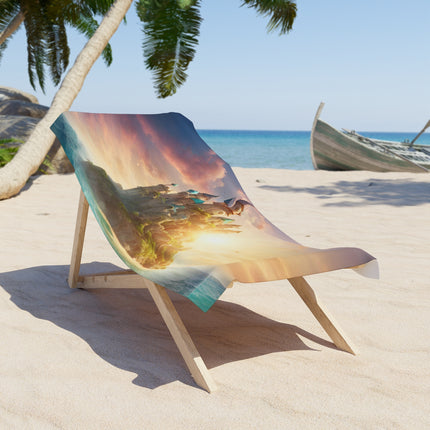 MAJESTIC HIDDEN ISLAND CASTLE Beach Towel - Mystic Ocean Getaway Swimming Pool Blanket