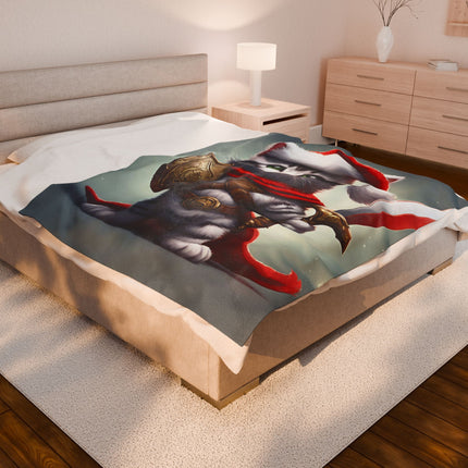 Christmas Blankets Kids Adults Blankets Velveteen Plush Blanket Cat Lovers Christmas Gift Santa Warrior Kitten Holiday Gift Cat Holiday Gift