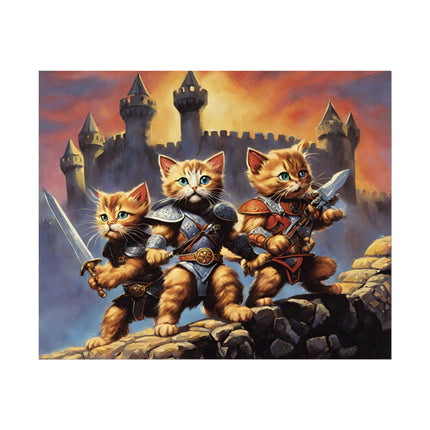 CAT BATTLE WARRIORS Poster - 80's Universe of Kitten Fighters Fantasy Epic Feline Battle Art