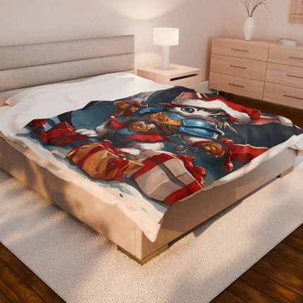 Christmas Blankets Kids Adults Blankets Velveteen Plush Blanket Cat Lovers Christmas Gift Santa Warrior Kitten Holiday Gift Cat Holiday Gift