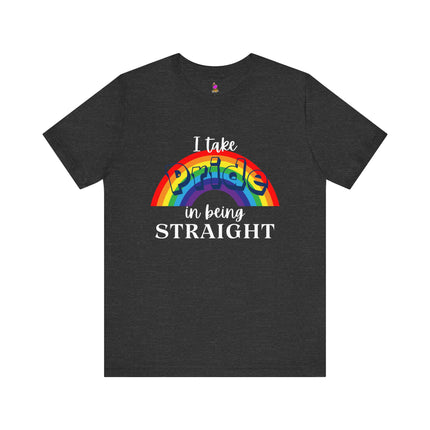 I TAKE PRIDE IN BEING STRAIGHT Funny Heterosexual Male or Female T-Shirt - Straight Pride Humor Tee