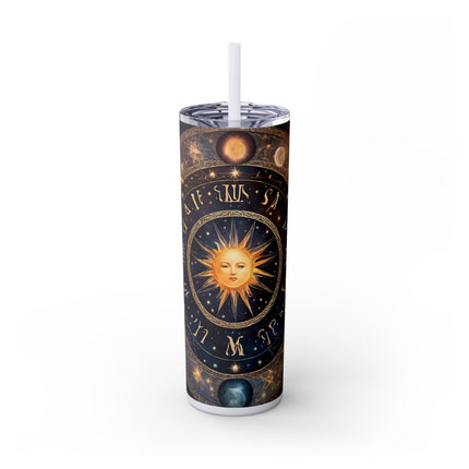 SUN & MOON PHASES Skinny Tumbler - Lunar Cycle Astronomy Night Sky Galaxy Cup