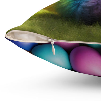COLORFUL EASTER BUNNY Fur Egg Pillow