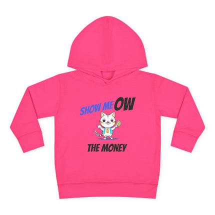 Funny Cat Toddler Hoodie, Boys or Girls Show MeOW The Money Cute Saying Graphic Fleece Pullover