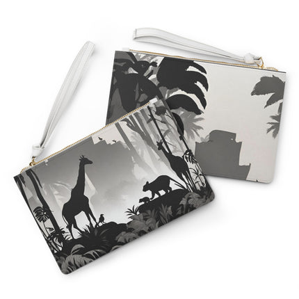 Animal Clutch Bag, Makeup Case, Giraffe Purse, Animal Hand Bag, Jungle Wallet, Wild Animal Leather, Shadow Jungle Clutch