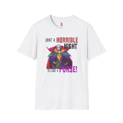 WHAT A HORRIBLE NIGHT TO LOSE A PURSE! Halloween Funny Video Game Inspired Pride Tee | LGBTQ Mens Womens Tshirt