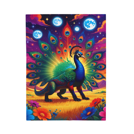 PSYCHEDELIC PEACOCKIGATOR Trippy Lush Blanket