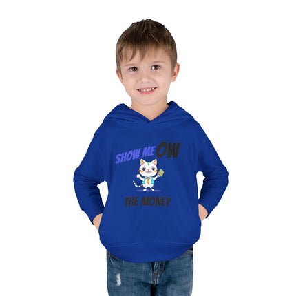 Funny Cat Toddler Hoodie, Boys or Girls Show MeOW The Money Cute Saying Graphic Fleece Pullover